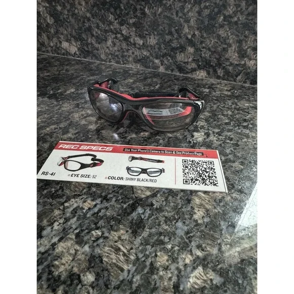 Rec Specs Athletic Goggles Frames RS-41. Red Black. New With Strap